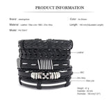 Men Leather Bracelet Punk Hip Hop Brown Charm Bangle