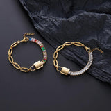 Stainless Steel Men Cuff Bracelets Bangles Retro Bead Braided Bracelet