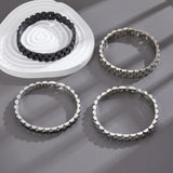 Stainless Steel Men Cuff Bracelets Bangles Retro Bead Braided Bracelet