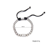 Stainless Steel Men Cuff Bracelets Bangles Retro Bead Braided Bracelet
