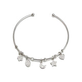 Lucky Eye Heart Fatima Hamsa Hand Star Moon Charm Bangle Bracelet