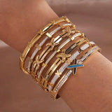 Stainless Steel Cross Charm Bracelet Crystal Letter Wrist Jewelry