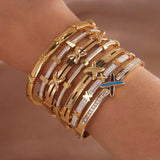 Stainless Steel Cross Charm Bracelet Crystal Letter Wrist Jewelry