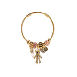 Leabyl Star Moon Charm Cuff Bracelet Stainless Steel Bangle