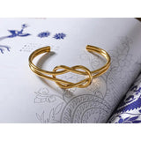 Waterproof 18K Plated Stainless Steel Knot Cuff Bracelet Bangle