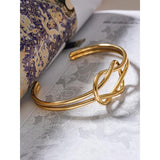 Waterproof 18K Plated Stainless Steel Knot Cuff Bracelet Bangle