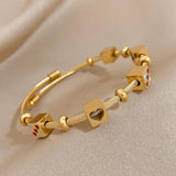 Heart Love Stars Charm Stainless Steel Bangle Bracelet 18k Plated Jewelry