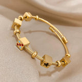 Heart Love Stars Charm Stainless Steel Bangle Bracelet 18k Plated Jewelry