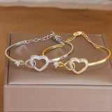 Korea&Japanese Delicate Hollow Heart Charm Bangles for Women