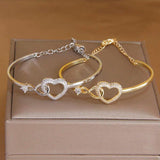Korea&Japanese Delicate Hollow Heart Charm Bangles for Women