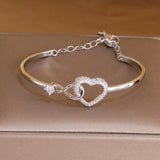 Korea&Japanese Delicate Hollow Heart Charm Bangles for Women