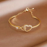 Korea&Japanese Delicate Hollow Heart Charm Bangles for Women
