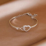 Korea&Japanese Delicate Hollow Heart Charm Bangles for Women