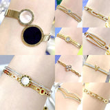 Stainless Steel Bangle Roman Numerals Crystal Infinity Wristband