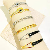 Stainless Steel Bangle Roman Numerals Crystal Infinity Wristband