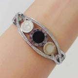 Stainless Steel Bangle Roman Numerals Crystal Infinity Wristband