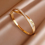 Classic Stainless Steel Roman Number Charm Bracelet for Women