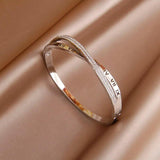 Classic Stainless Steel Roman Number Charm Bracelet for Women