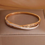 Classic Stainless Steel Roman Number Charm Bracelet for Women