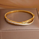 Classic Stainless Steel Roman Number Charm Bracelet for Women