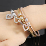 Heart Crystal Charm Bracelet, Stainless Steel Women Wedding Jewelry