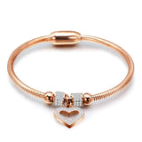 Heart Crystal Charm Bracelet, Stainless Steel Women Wedding Jewelry