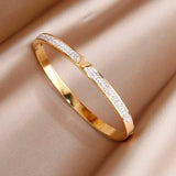 Stainless Steel Letter V Charm Bracelet Roman Crystal Wrist Jewelry