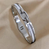 Zircon Charm Clavital Chain Pendant Stainless Steel Bracelet