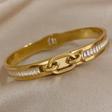 Zircon Charm Clavital Chain Pendant Stainless Steel Bracelet