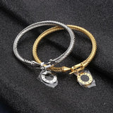 Stainless Steel Braided Roman Numeral Bracelet Bangle
