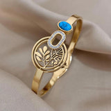316L Stainless Steel Tree of Life Charm Bangle Bracelet for Women