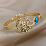 316L Stainless Steel Tree of Life Charm Bangle Bracelet for Women