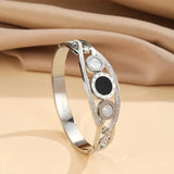 Stainless Steel Bangle with Roman Numeral Charms