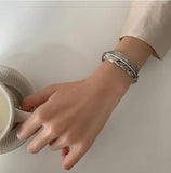 Japanese Feather Bracelet for Women Men Vintage Thai Silver Jewelry
