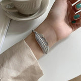 Japanese Feather Bracelet for Women Men Vintage Thai Silver Jewelry
