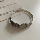 Japanese Feather Bracelet for Women Men Vintage Thai Silver Jewelry