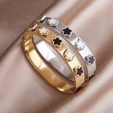 Stainless Steel Flower Charm Bracelet - Rust-proof Wrist Jewelry