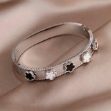 Stainless Steel Flower Charm Bracelet - Rust-proof Wrist Jewelry
