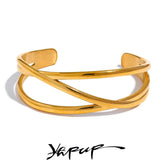 Minimalist Stainless Steel Hollow Wrist Bracelet Bangle High Metal Jewelry