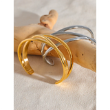 Minimalist Stainless Steel Hollow Wrist Bracelet Bangle High Metal Jewelry