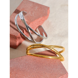 Minimalist Stainless Steel Hollow Wrist Bracelet Bangle High Metal Jewelry