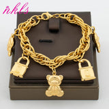 Bear Stainless Steel Bangle Chain Bracelet Arabic Wedding Bridal Gift