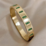 Green Zircon Crystal Stainless Steel Bracelet Bangle Women Charm Jewelry Gift