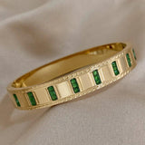 Green Zircon Crystal Stainless Steel Bracelet Bangle Women Charm Jewelry Gift