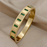 Green Zircon Crystal Stainless Steel Bracelet Bangle Women Charm Jewelry Gift