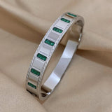Green Zircon Crystal Stainless Steel Bracelet Bangle Women Charm Jewelry Gift