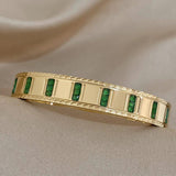 Green Zircon Crystal Stainless Steel Bracelet Bangle Women Charm Jewelry Gift