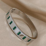 Green Zircon Crystal Stainless Steel Bracelet Bangle Women Charm Jewelry Gift