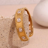 Square Zircon Open Bracelet 18K Plated Women's Hand Bracelet