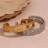 Square Zircon Open Bracelet 18K Plated Women's Hand Bracelet